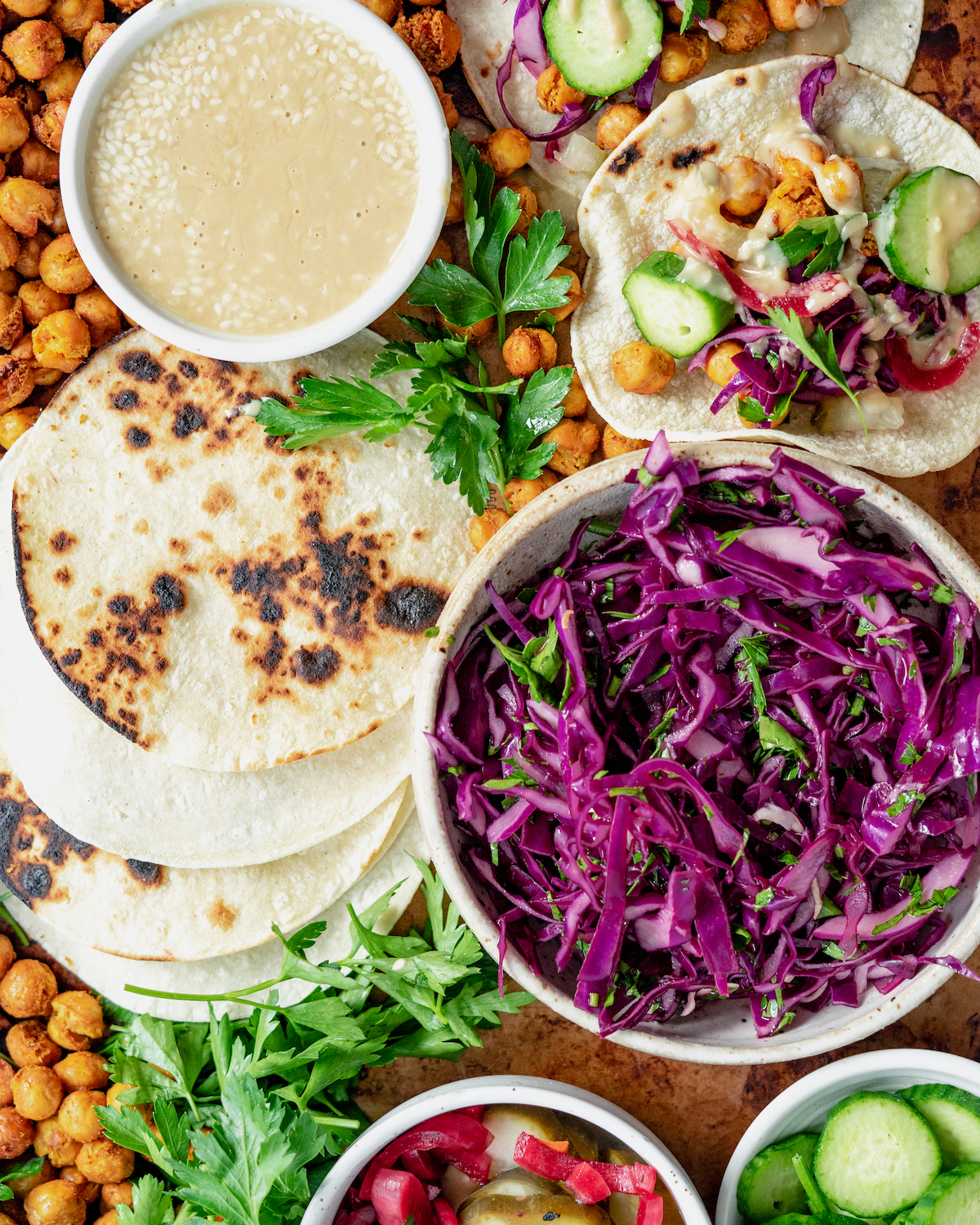 Air Fried Shawarma Spiced Chickpea Tacos
