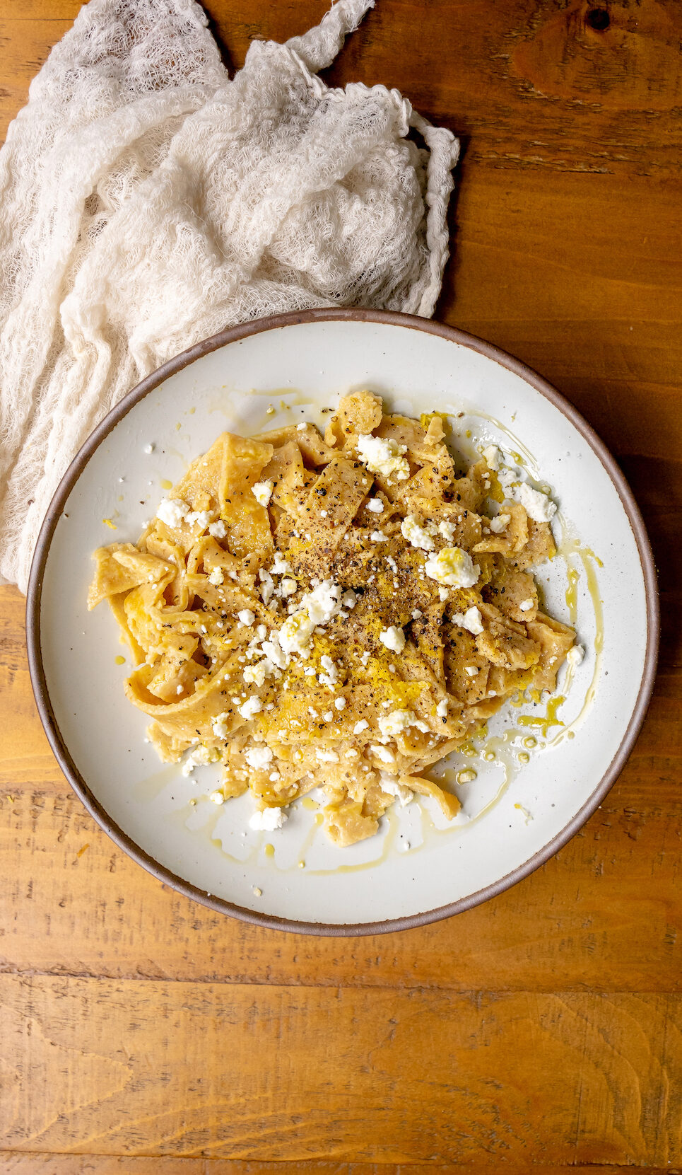 Passover Pappardelle pasta with lemon and pepper