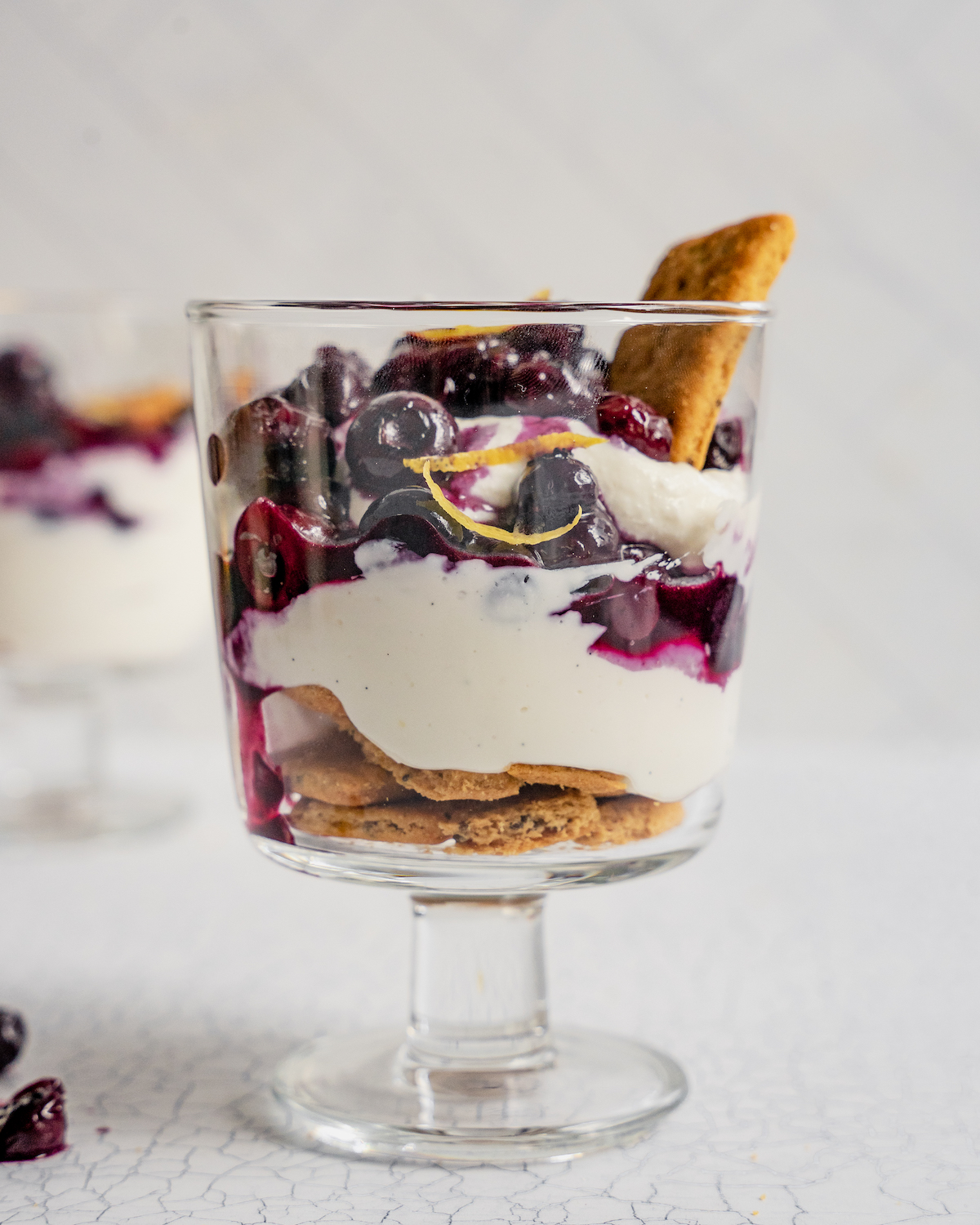 High Protein Breakfast Cheesecake Cups with Roasted Blueberries