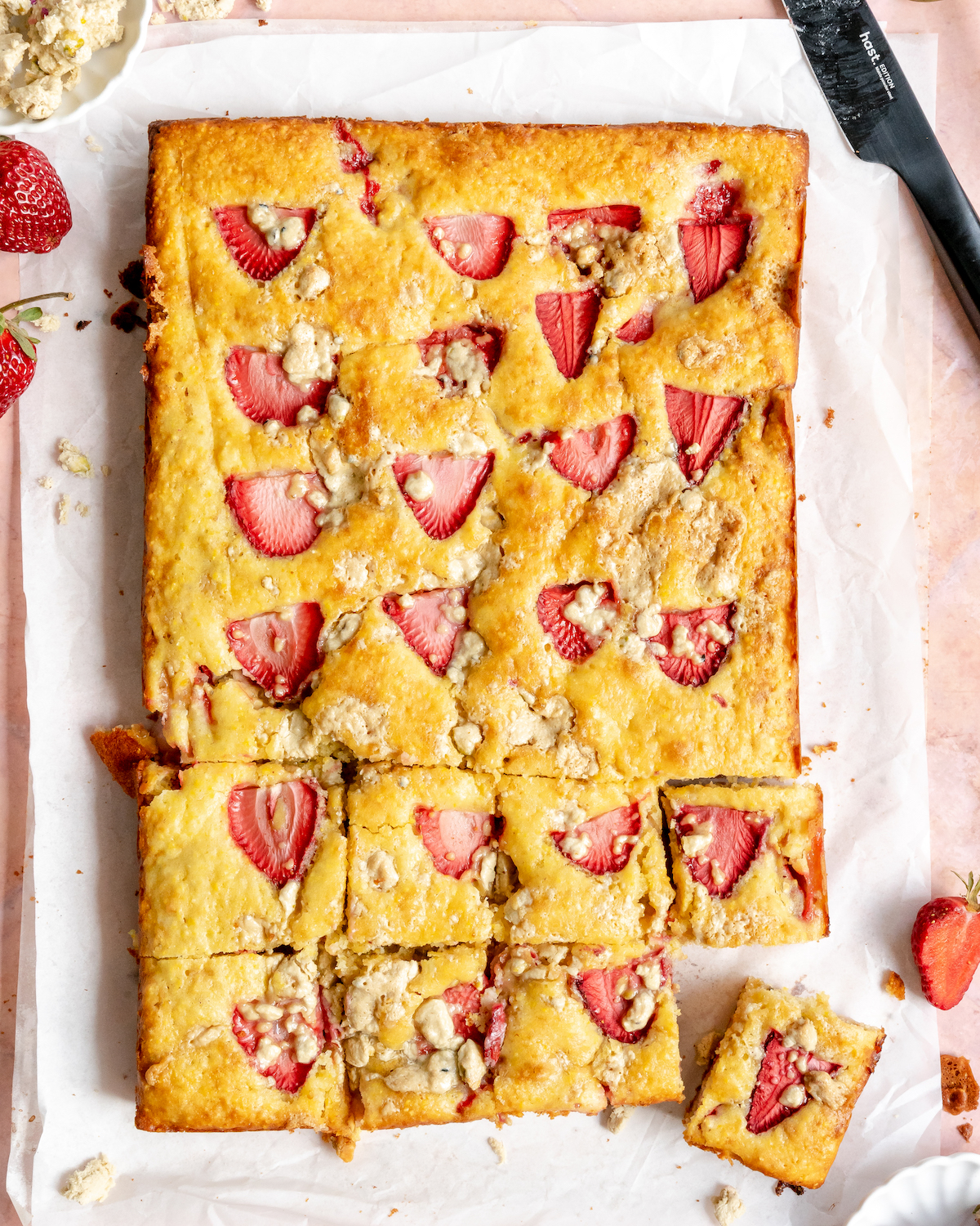 Strawberry Halvah Snacking Cake