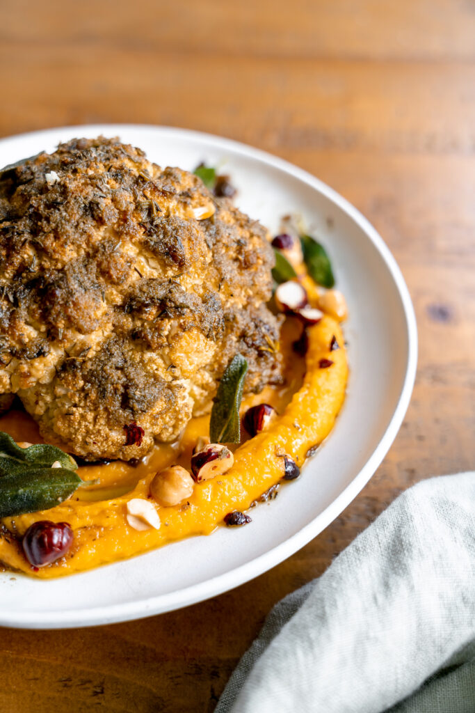 Sage & Spice Roasted Cauliflower with Butternut Puree