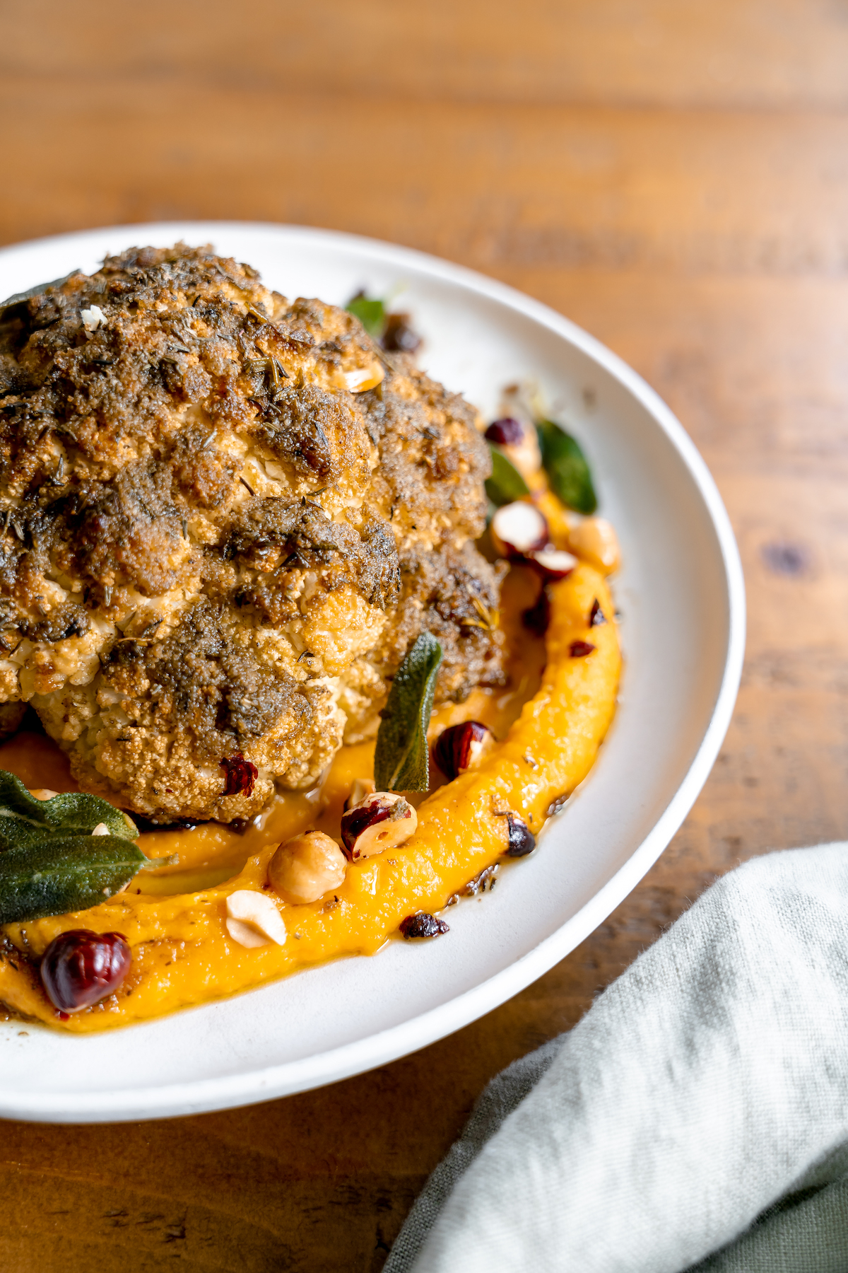 Sage & Spice Roasted Cauliflower with Butternut Puree
