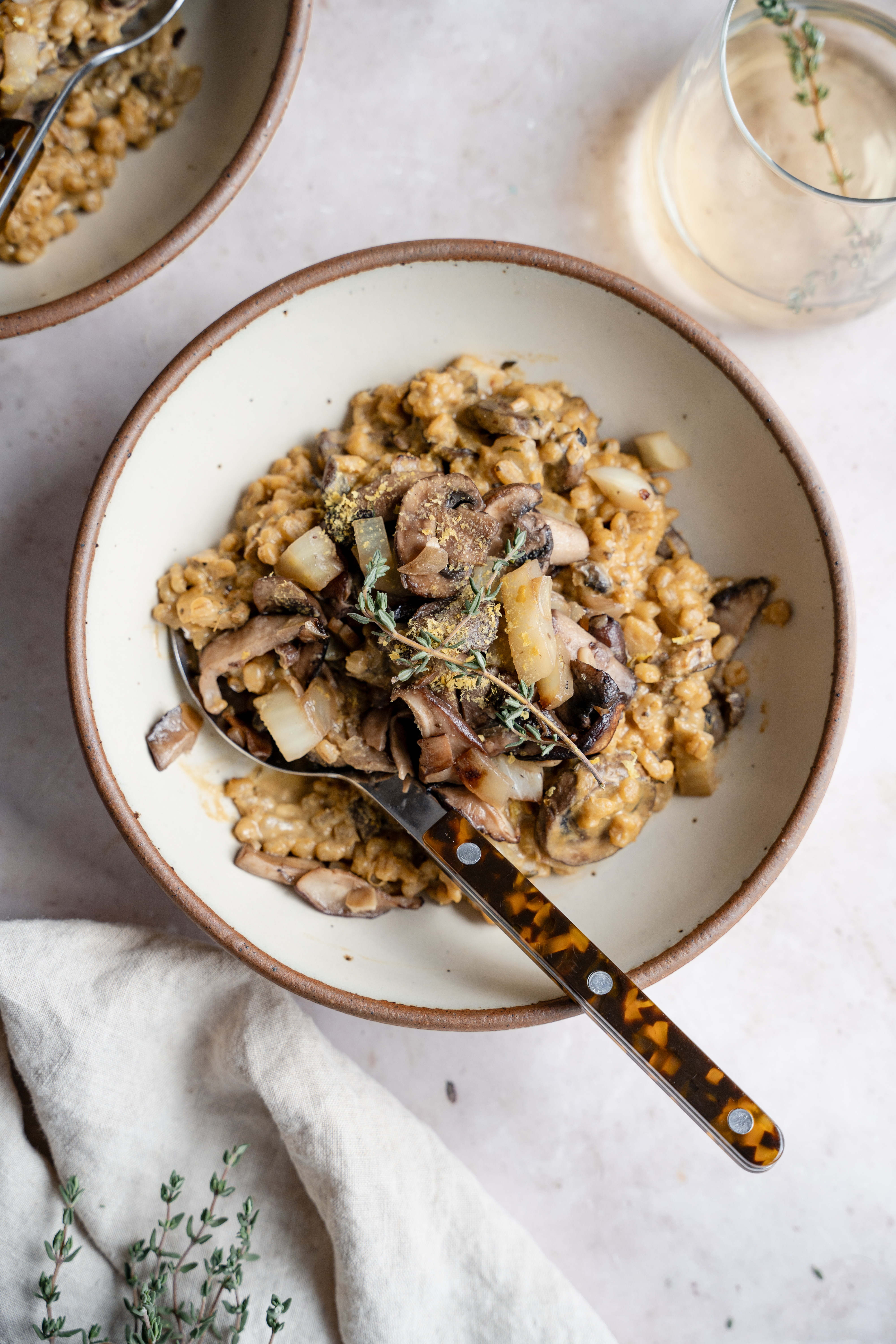 Vegan Fennel Mushroom Barley Risotto